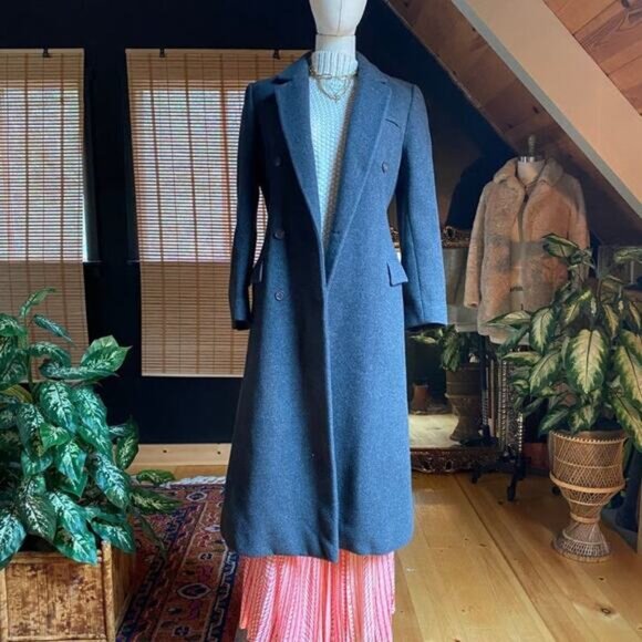 Vintage Jackets & Blazers - Vintage Wool Trench Coat Grey